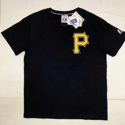 HA-美國職棒【匹茲堡海盜】MLB 替代通用球衣配色 球隊字樣T恤 (黑,尺寸:M Majestic)