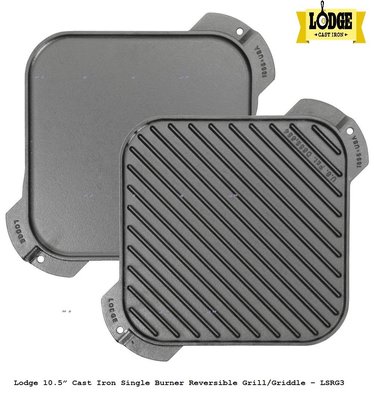 美國原裝Lodge LSRG3 Reversible Grill/Griddle 雙面長方淺型牛排鍋/平底煎盤-平行商城