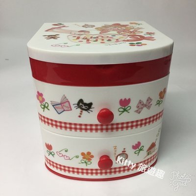 [Kitty 旅遊趣] Hello Kitty 飾品盒附鏡子 珠寶盒 凱蒂貓 首飾盒 桌上型置物櫃 置物盒