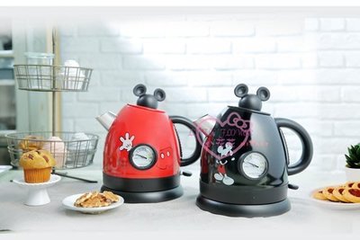 ♥小花凱蒂日本精品♥迪士尼米奇黑色紅色立體公仔壺蓋造型溫度顯示器快煮壺廚房家電~8