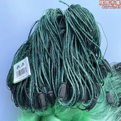 槐漁 1.5-3米繩墜綠絲三層網漁網捕魚網黏網包墜魚網柔絲捕魚網