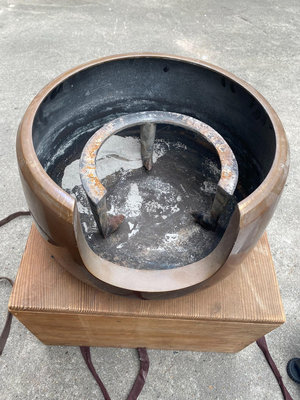 日本回流 面取銅風爐 銅火缽 釜師凈云作 帶原盒 風爐有使用
