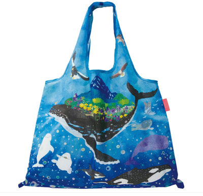 環保袋購物袋--日本Prairie Dog設計摺疊環保袋購物袋--鯨魚島--秘密花園