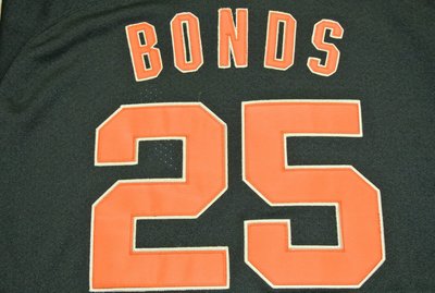 貳拾肆棒球--美國職棒大聯盟舊金山巨人傳奇球BARRY BONDS 賽前打擊練習球衣.Majestic製作XL