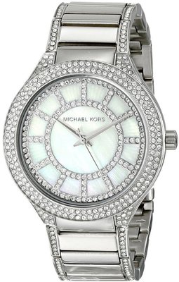 [永達利鐘錶 ] MICHAEL KORS 手錶 銀色晶鑽珍珠貝面腕錶 38mm MK3311