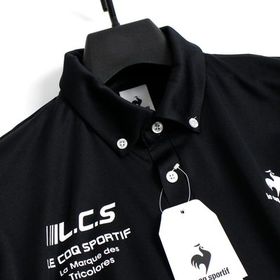 【涉谷GOLF精品】Le Coq Sportif 公雞牌 全新黑色右胸英文短袖L號  保證真品 歡迎購買
