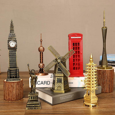 廣州塔巴黎埃菲爾鐵塔模型裝飾品辦公室擺件地標建筑紀念品高級感~優樂美