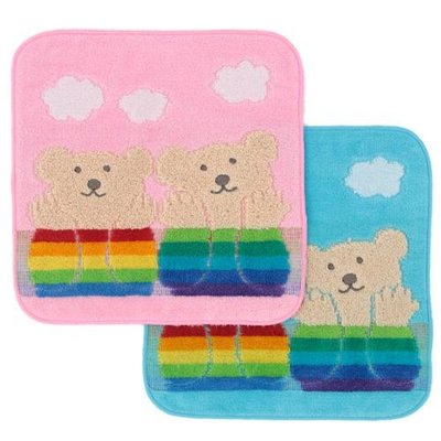 Rainbow Bear彩虹熊 日本製 100%純棉 小方巾