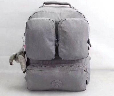Kipling  猴子包 K13761 灰色 輕量拉鍊雙肩後背包 簡約時尚 多拉鍊收納夾層 防水 限時優惠