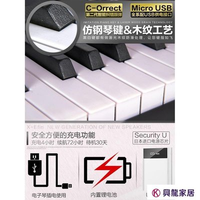 專業電子琴61鍵多功能充電初學者成年人兒童智能鋼琴便攜式學生版【興龍家居】