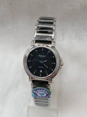 【 幸福媽咪 】 網路購物、門市服務 OMAX 歐瑪士 藍寶石 陶瓷女錶 黑 28mm OM-041