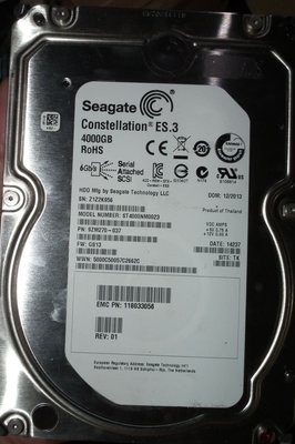 7.2K極新良品SAS 4TB硬碟SEAGATE 4T ST4000NM0023 CONSTELLATION ES.3
