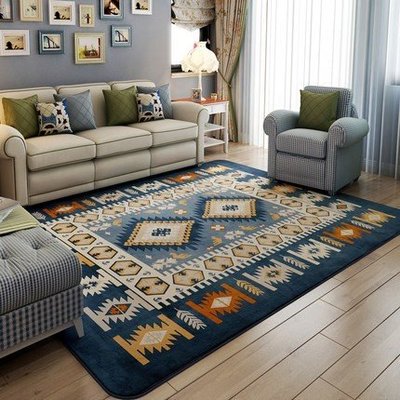 地中海地毯客廳茶几榻榻米珊瑚絨床邊毯可機洗簡約現代