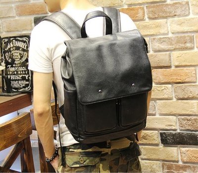 FINDSENSE Z1 韓國 時尚 潮 男 皮質 荔枝紋 簡約 學生包 書包 電腦包 旅行包 後背包 雙肩包