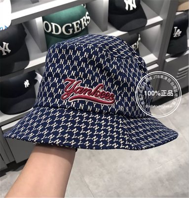 現貨 藍色59H 滿版老花漁夫帽 GUCCI 洋基款 全新正品 MLB 棒球帽 YANKEES BUCKET HAT