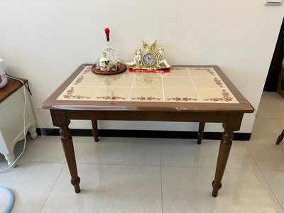 鄉村風磁磚全實木小餐桌