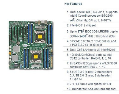supermicro 超微 X10DAC 主板 LGA2011 V3 V4 C612 DDR4記憶體 桌機