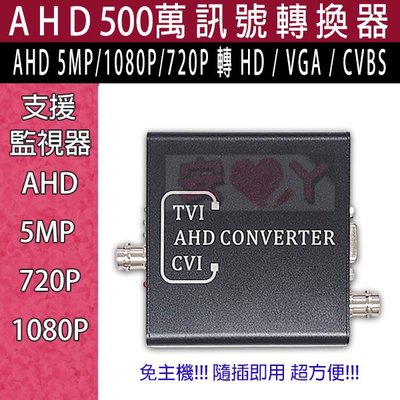 DVR 監視器 訊號轉換器 AHD/TVI/CVI 5MP轉 高清輸出/VGA/AV 轉換器 攝像頭 錄影主機 監視器材