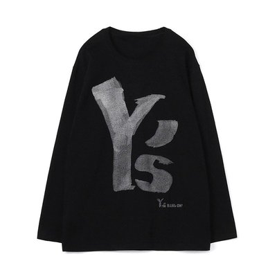 【全新現貨】山本耀司Yohji Yamamoto Y‘S 長袖T恤logo印花圓領寬松大碼上衣