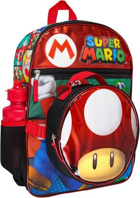預購 美國帶回 Super Mario 瑪利兄弟 奇諾比奧 任天堂 孩童後背包 餐袋 書包 遠足包 大容量 五件組