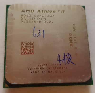 AMD Athlon II X4 631 2.6G AD631XWNZ43GX  4核 拆機良品 無風扇