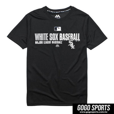 DIBO~創信正品 MLB 美國大聯盟 Majestic 男生 球隊印花 吸濕排汗 短袖 T恤-白襪隊