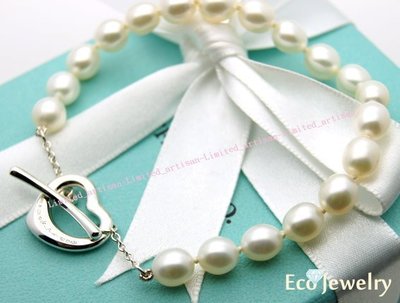 《Eco-jewelry》【Tiffany&amp;Co】 稀有款 珍珠open heartT扣手鍊~專櫃真品已送洗