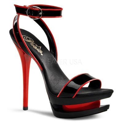 Shoes InStyle《六吋》美國品牌 PLEASER 原廠正品漆皮厚底高跟涼鞋 有大尺碼『黑紅色』