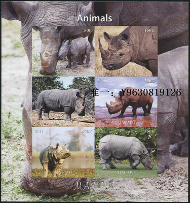 郵票1916：馬拉維2001年  動物 犀牛  無齒小全張外國郵票外國郵票