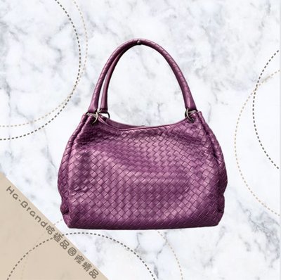 【哈極品】二手品《Bottega Veneta BV 紫色全皮經典編織 雙肩 購物包/托特包/肩背包 》