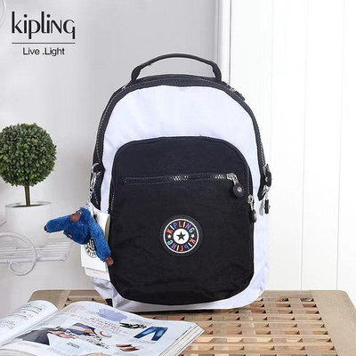 Kipling BP3872 黑白拼 中小型 輕量 雙肩後背包 13吋電腦包 預購