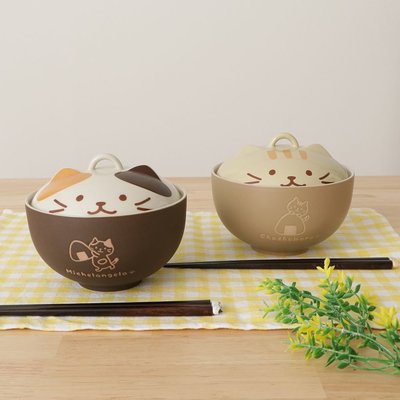 食器 ◎ 日本Hapins 貓咪陶瓷蓋碗 微波煮飯