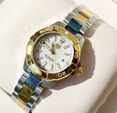 TAG HEUER Aquaracer 珍珠貝母錶盤 金色配銀色不鏽鋼錶帶 石英 女士手錶 WBD1420.BB0321