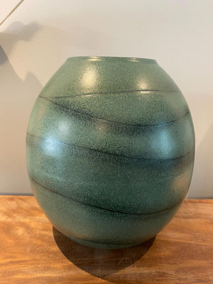 日本信樂燒綠釉花瓶大原作雅致沉穩全品未使用保存品帶木