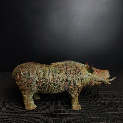 戰國青銅豬高11厘米寬23厘米重1.2公斤36036687【萬寶樓】銅器 佛像 擺件