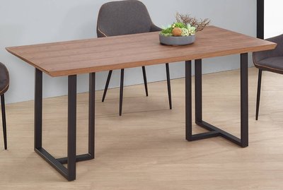 【生活家傢俱】JF-435-4：5.8尺胡桃色餐桌【台中家具】會議桌 低甲醛木心板 木餐桌 黑鐵腳 工業風 桌子