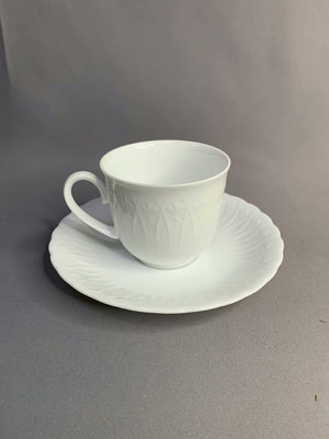 日本HOYA豪雅咖啡杯，純白瓷，暗花，精美漂亮，高品質，全新