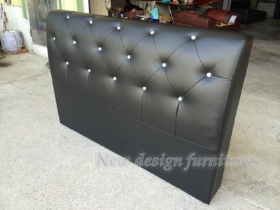 【New Design Furniture】 台南在地家具-質感菱格水鑽床頭片5尺(黑、咖兩色）