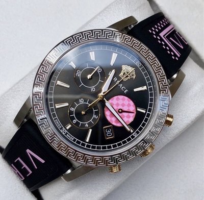 VERSACE Sport Tech 黑色錶盤 黑色橡膠錶帶 石英 三眼計時 女士手錶 VELT00619 凡賽斯腕錶