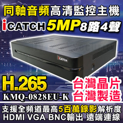 安全眼 監視器 5MP 可取 H.265 8路 icatch AHD DVR KMQ-0828 適 1080P TVI