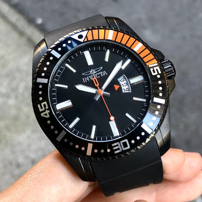 全新現貨出清價 可自取 INVICTA 21449 手錶 48mm 黑面盤 日期視窗 黑色橡膠錶帶 男錶