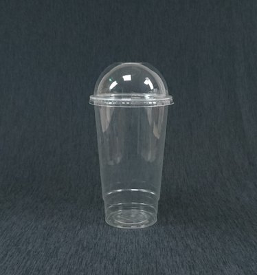 含稅100組 生物可分解【PLA R700Y 有捲邊冷飲杯+十字孔凸蓋】透明杯 塑膠杯 Y形杯 造型杯 環保杯 杯子