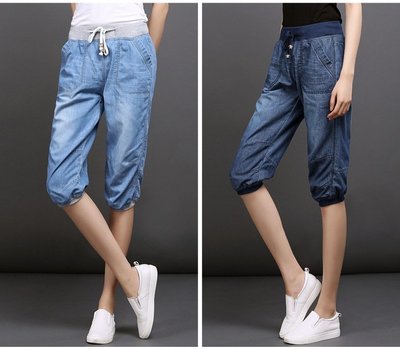 YOHO牛仔褲 （FRH808）夏季清涼舒適薄款寬鬆七分牛仔褲 薄款牛仔褲