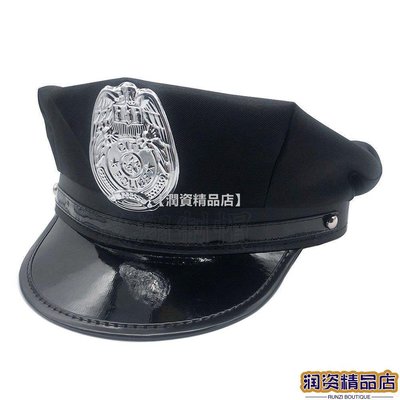 【潤資精品店】外貿歐美警察帽黑色成人女警情趣制服誘惑萬聖節道具平頂八角帽