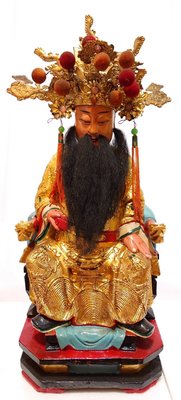 台灣古董神像，（蘇府大王爺）牛樟木雕 ，一呎三，百年到代，開門大器老件，古趣橫生！福州派名師大作