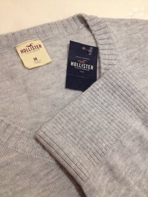 全新品 Hollister V領 灰色素面針織毛衣衫 長袖 M號 編織毛衣衫