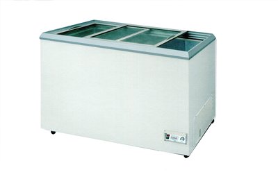 鑫忠廚房設備-餐飲設備：全新RS系列4.3尺玻璃對拉冷凍櫃-賣場有工作臺-水槽-西餐爐-烤箱