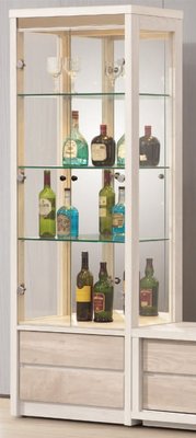 【風禾家具】QA-76-1@LE北歐風雙色2.2尺玻璃展示櫃【台中市區免運送到家】客廳高櫃 酒櫃  高低櫃 台灣製傢俱