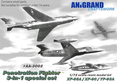 AA-3002 XF-88A,XF-90,YF-93A戰斗機1/72樹脂拼裝飛機模型 3-in-1