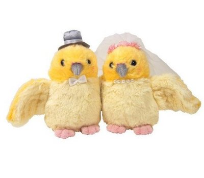 日本進口 好品質可愛情侶夫妻小鳥鸚鵡鳥兒動物絨毛娃娃玩偶玩具送禮禮物擺件裝飾品結婚新婚禮品 6088c